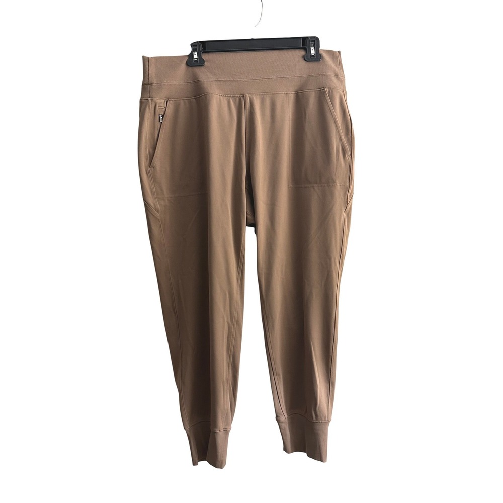 Athleta Venice Jogger Pants Brown Tan Size‎ XL Ribbed Waistband Pockets